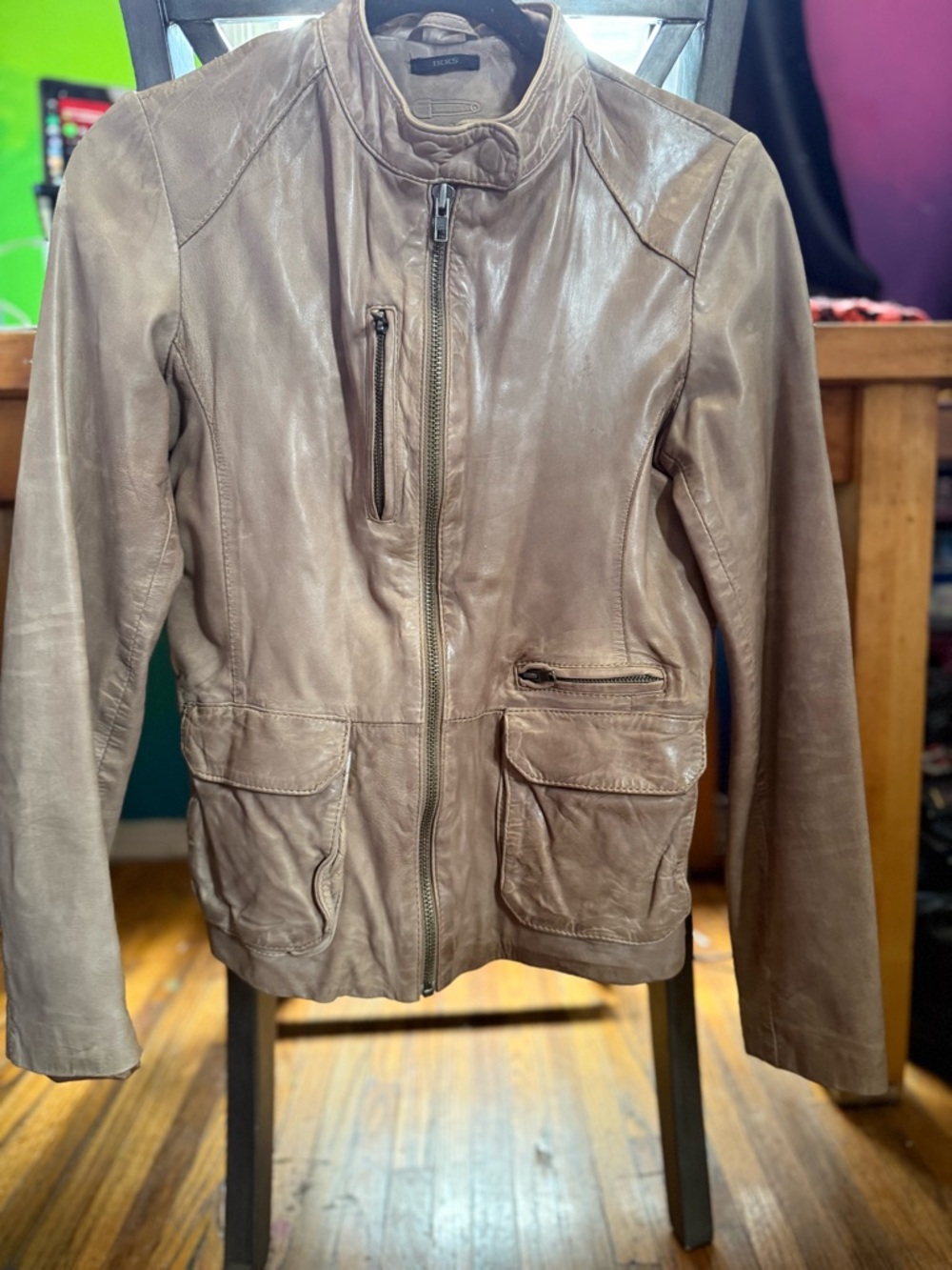 IKKS Women’s Brown Premium Leather Zip Jacket